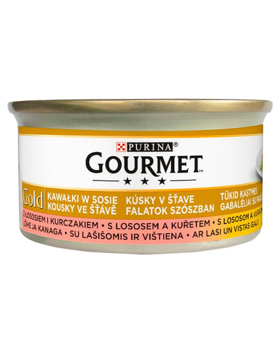 GOURMET Gold łosoś i kurczak w sosie dla kota 12x85 g