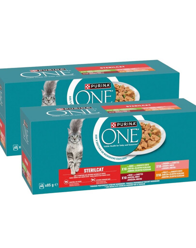 PURINA ONE Sterilcat 80x85g z indykiem, wołowiną, łososiem, kurczakiem, mokra karma dla kotów po sterylizacji