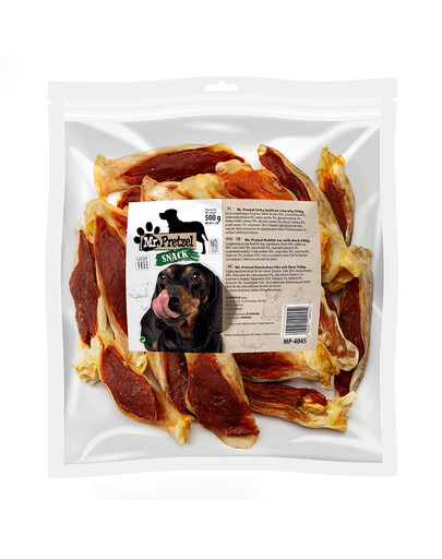 MR. PRETZEL Ucho królicze z kaczką 500g przysmak dla psa