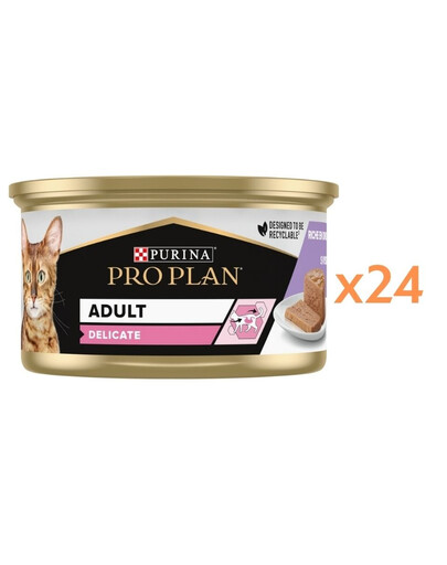 PURINA PRO PLAN Delicate Mus Bogaty w indyka 24x85g mokra karma dla kotów