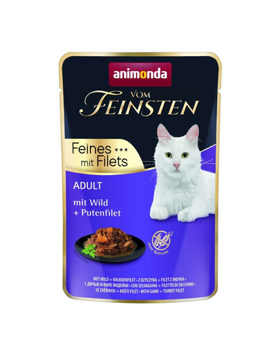 ANIMONDA Vom Feinsten Fines mit Filets Adult Dziczyzna i filet z indyka 85g mokra karma dla kotów