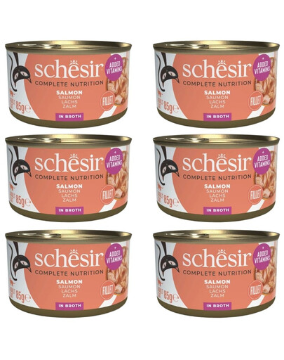 SCHESIR Łosoś w bulionie dla kotów 6x85 g