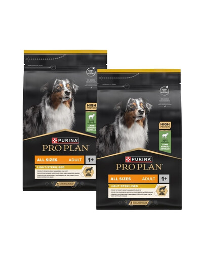 PURINA PRO PLAN Adult Light/Sterilised Bogata w Jagnięcinę 2x3 kg sucha karma dla psów po sterylizacji