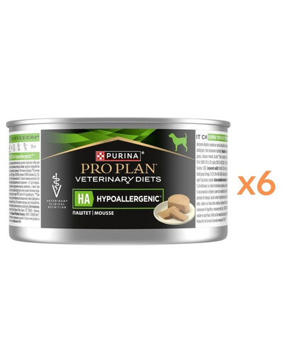 PURINA PRO PLAN Veterinary Diets Canine HA Hypoallergenic 6x195g na nietolerancje pokarmowe, mokra karma dla dorosłych psów i szczeniąt