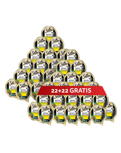 SHEBA Delicacy z kurczakiem w galaretce 44 x 85 g mokra karma dla kotów 22+22 GRATIS