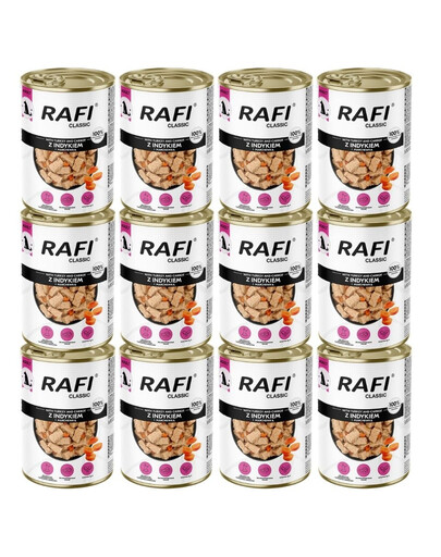 RAFI Classic Indyk i marchewka w sosie 12x1240 g mokra karma dla psów wszystkich ras