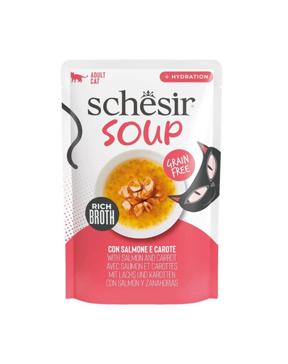 SCHESIR Soup Łosoś z marchewką 40 g uzupełniająca zupa dla kotów