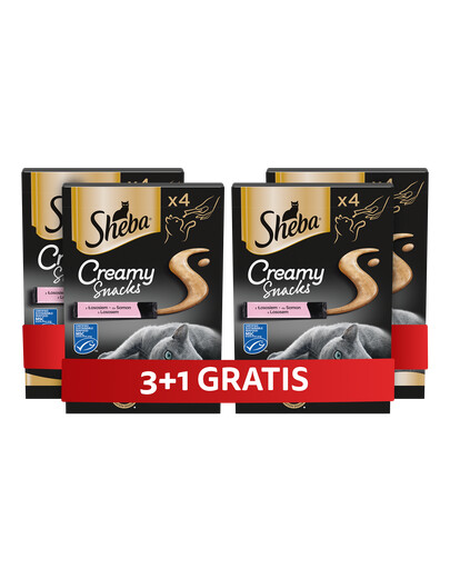 SHEBA Creamy Snacks kremowy przysmak dla kota z łososiem 4 x 4x12g