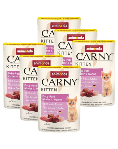 ANIMONDA Carny Kitten Pouch Baby pate 6x85g mokra karma dla kociąt