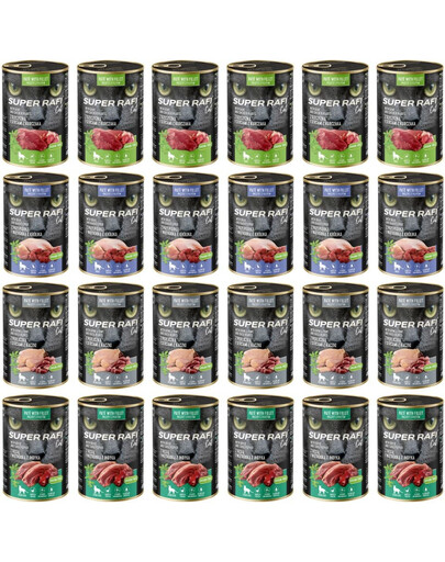 SUPER RAFI Cat Mix 4 Smaków 24x400g mokra karma dla kota