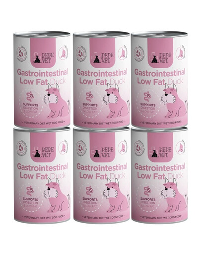 PAKA ZWIERZAKA PEPE Vet Gastrointestinal Low Fat Duck 6x400 g mokra karma dla psów wspierająca układ trawienny