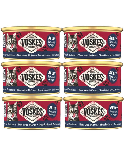 VOSKES Jelly Tuna with Grouper 6x85 g 100% tuńczyk z granikiem w galaretce, karma uzupełniająca dla kota