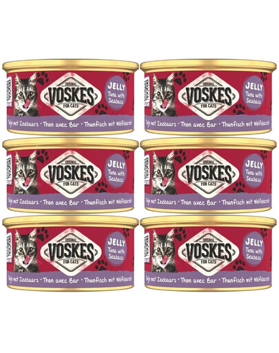 VOSKES Jelly Tuna with Seabass 6x85 g 100% tuńczyk z okoniem morskim w galaretce, karma uzupełniająca dla kota