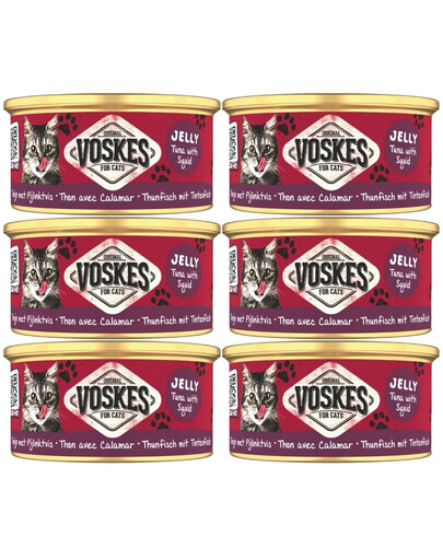VOSKES Jelly Tuna with Squid 6x85 g 100% tuńczyk z kalmarem w galaretce, karma uzupełniająca dla kota