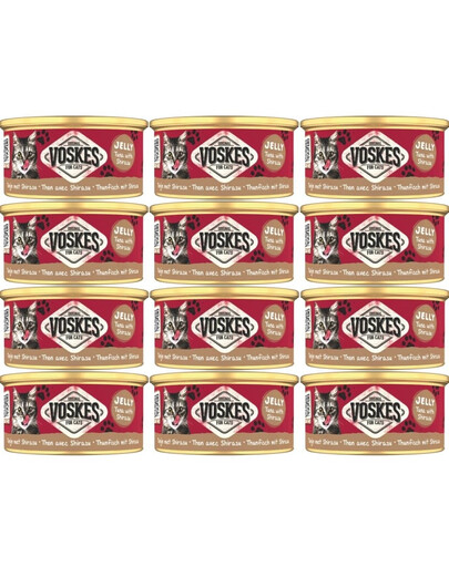 VOSKES Jelly Tuna with Shirasu 12x85 g 100% tuńczyk z sardelą w galaretce, karma uzupełniająca dla kota