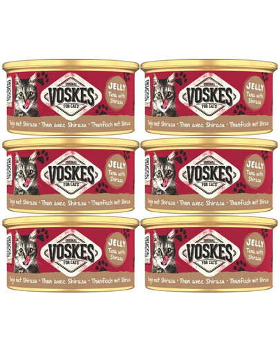VOSKES Jelly Tuna with Shirasu 6x85 g 100% tuńczyk z sardelą w galaretce, karma uzupełniająca dla kota