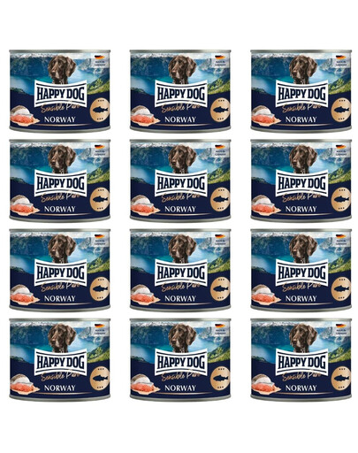 HAPPY DOG Sensible Norway Ryba 12x200 g karma mokra dla psów