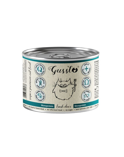 GUSSTO Fresh Deer 200 g świeży jeleń, monoproteinowa mokra karma dla kotów