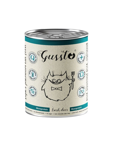 GUSSTO Fresh Deer 400 g świeży jeleń, monoproteinowa mokra karma dla kotów