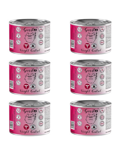 GUSSTO Vet Weight control Cat puszka 6x200 g karma dla kota z nadwagą