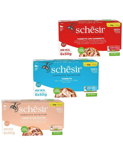 SCHESIR Mix smaków w galarecie 18x50 g karma mokra dla kotów