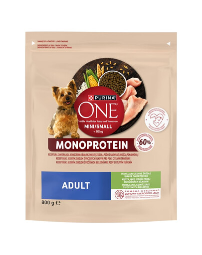 PURINA ONE Monoprotein Adult Mini Small Turkey 800 g bogata w indyka, sucha karma dla psów