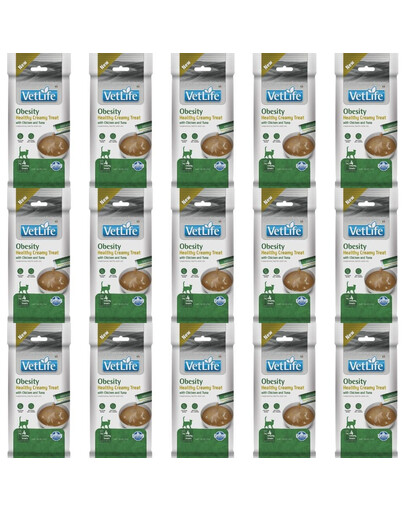 FARMINA Vet Life Cat Obesity Creamy 15x60 g z kurczakiem i tuńczykiem, kremowy przysmak dla kotów z nadwagą