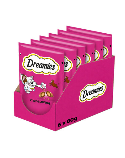DREAMIES Chrupiące przysmaki dla kota o smaku wołowiny 6x60 g