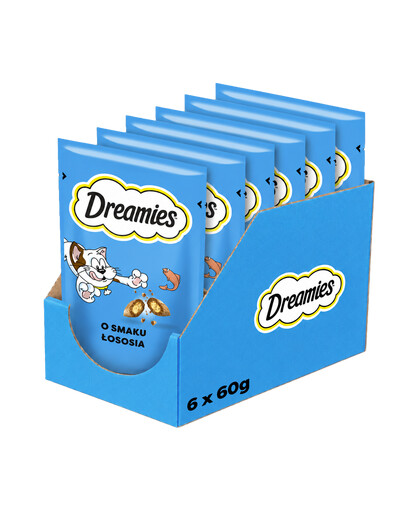 DREAMIES Chrupiące przysmaki dla kota o smaku łososia 6x60 g
