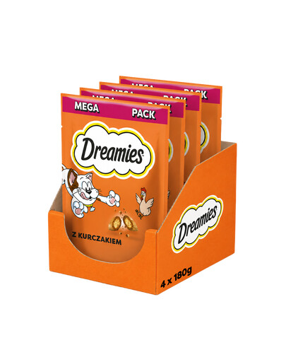 DREAMIES Mega Pack Chrupiące przysmaki dla kota o smaku kurczaka 4x180 g