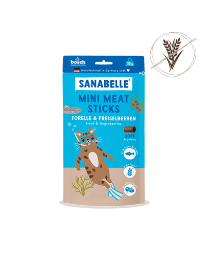 SANABELLE Mini Meat Sticks trout and cranberries 55g pstrąg i żurawina bezzbożowy przysmak dla kota