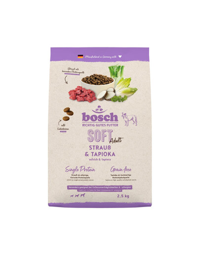 BOSCH HPC Soft Adult 2,5 kg struś i tapioka monobiałkowa karma dla psa