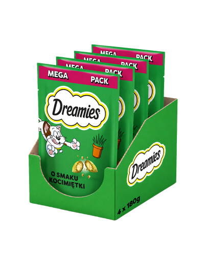 DREAMIES Mega Pack Chrupiące przysmaki dla kota o smaku kocimiętki 4x180 g
