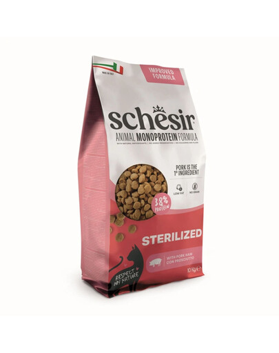 SCHESIR Animal Monoprotein Formula Sterilized Szynka 10 kg sucha karma dla kotów po sterylizacji