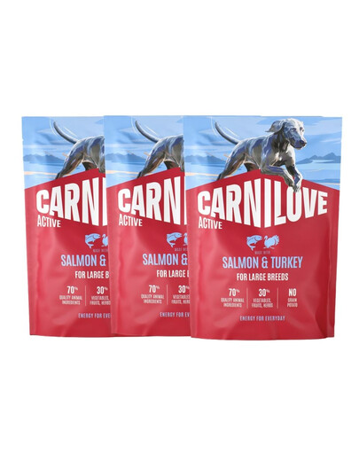 CARNILOVE Active Dog Salmon & Turkey Adult Large Breeds 3x1,5 kg łosoś i indyk, dla dorosłych psów dużych ras