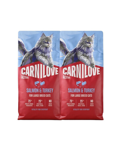 CARNILOVE Active Cat Salmon and Turkey Adult Large 2x6 kg łosoś i indyk, dla kotów dużych ras