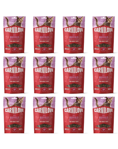 CARNILOVE Soft Snack Cat Buffalo 12x50 g z bawołem i jagodami, miękkie przysmaki dla kotów