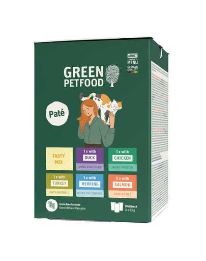 GREEN PETFOOD Cat Multipack Paté Tasty Mix 6x85 g pasztet dla kotów