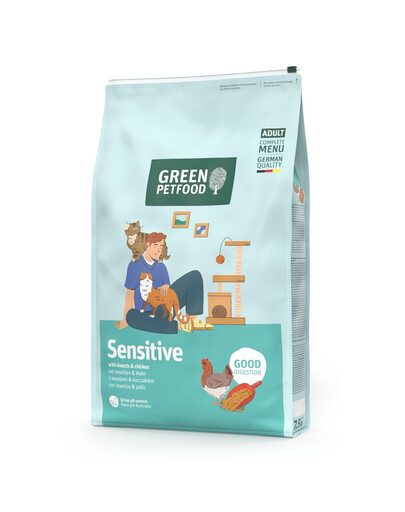 GREEN PETFOOD FairCat Sensitive with Insects 7,5 kg z owadami i kurczakiem, lekkostrawna sucha karma dla kotów