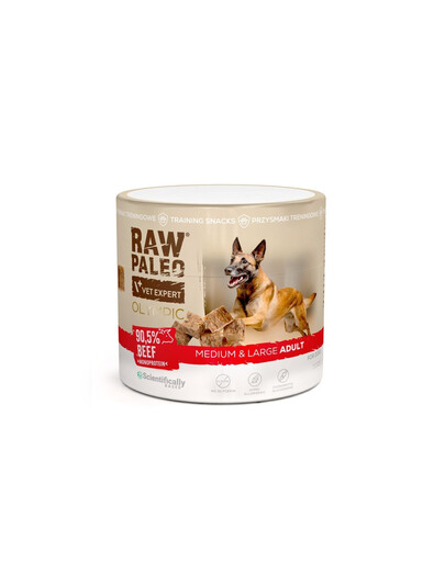 RAW PALEO Olympic Beef Medium Large 90g hipoalergiczny monoproteinowy przysmak treningowy dla psów