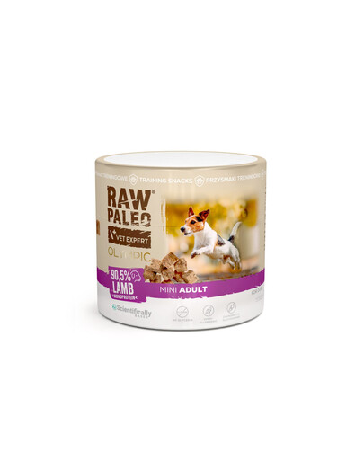 RAW PALEO Olympic Lamb Mini 90g jagnięcina, hipoalergiczny monoproteinowy przysmak treningowy dla psów