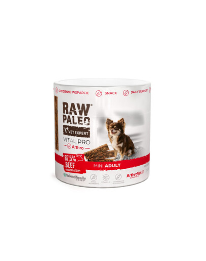 RAW PALEO Vital Pro Arthro Beef Mini 100g monoproteinowy funkcjonalny przysmak na stawy dla psów