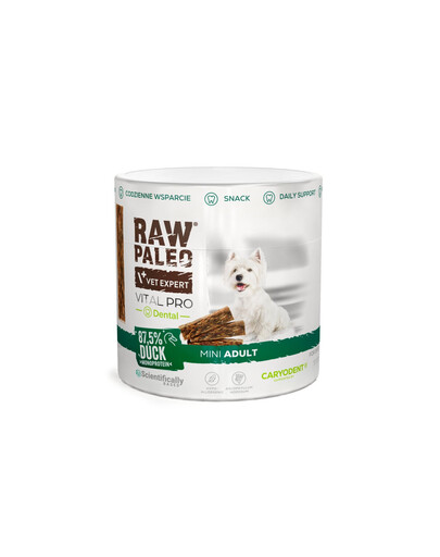 RAW PALEO Vital Pro Dental Duck Mini 100g monoproteinowy przysmak funkcjonalny dla psów