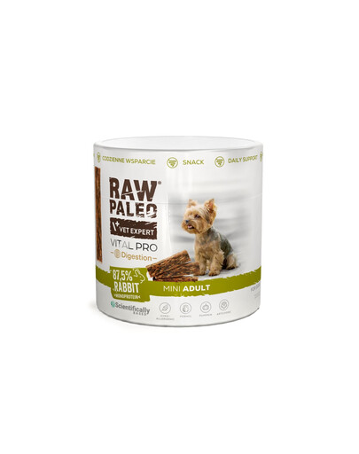RAW PALEO Vital Pro Digestion Rabbit Mini 100g monoproteinowy przysmak funkcjonalny dla psów