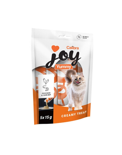 CALIBRA Joy Cat Yummy Chicken and Shrimp Treat 5x15 g z kurczakiem i krewetkami, kremowa pasta dla kotów
