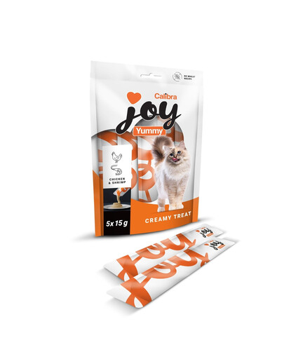 CALIBRA Joy Cat Yummy Chicken and Shrimp Treat 5x15 g z kurczakiem i krewetkami, kremowa pasta dla kotów