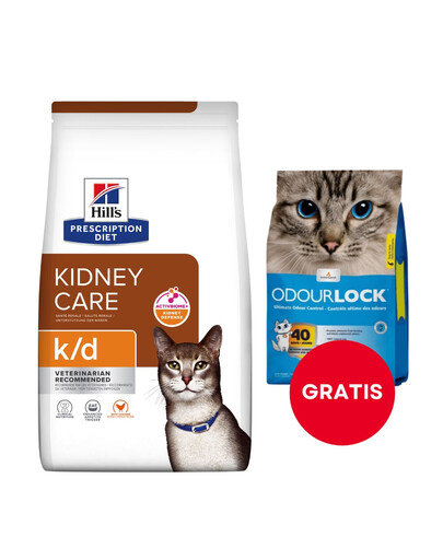 HILL'S Prescription Feline Diet k/d dla kotów 8 kg + żwirek dla kotów 6 kg GRATIS