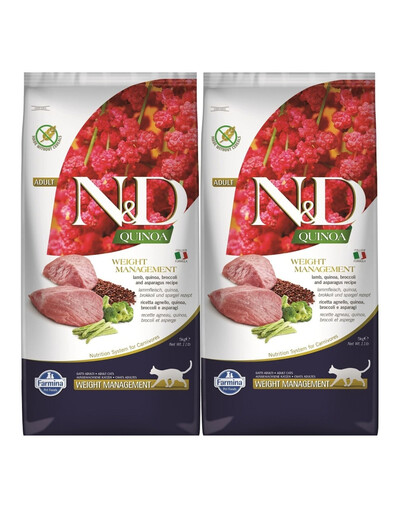FARMINA N&D Quinoa Cat weight managment jagnięcina i brokuły 2x5 kg