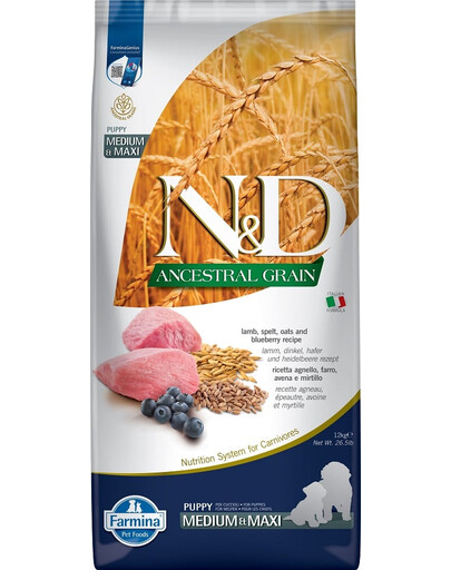 N&D Low Grain Dog Lamb & Blueberry Puppy Medium & Maxi 12 kg