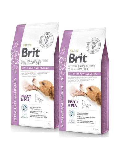 BRIT Veterinary Diets Dog Ultra-Hypoallergenic 2x12kg karma hipoalergiczna dla psa